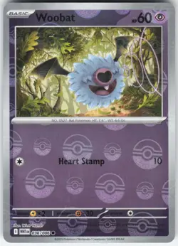 WOOBAT (POKE BALL PATTERN) 036/086 COMMON WHITE FLARE POKEMON NM - Image 1
