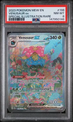 2023 POKEMON MEW EN-151 SPECIAL ILLUSTRATION RARE #198 VENUSAUR EX PSA 8 - Image 1