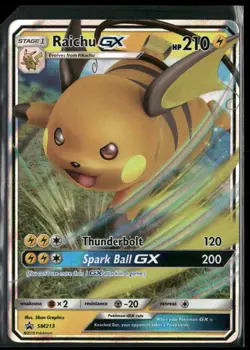 2019 Pokemon Sun & Moon Hidden Fates Box Black Star Promo #SM213 Raichu GX C - Image 1
