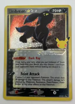 Pokemon TCG Umbreon Gold Star 17/17 Celebrations Classic Collection NM Condition - Image 1