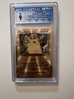 Pokemon Celebrations Premium Collection Gold Metal Pikachu 58/102 CGC Mint 9 - Image 1