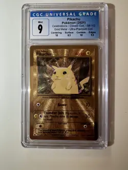 Pokemon Celebrations Premium Collection Gold Metal Pikachu 58/102 CGC Mint 9 - Image 4