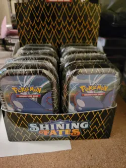 Pokemon TCG: Shining Fates Mini Tin Display Box Open - (10-Tins) Factory Sealed - Image 2