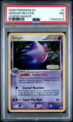 2006 Pokemon EX Legend Maker Gengar Reverse Holo #5 PSA 7 NM CLEAN - Image 1