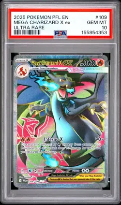 2025 POKEMON PFL EN-PHANTASMAL FLAMES ULTRA RARE #109 MEGA CHARIZARD X EX PSA 10 - Image 1