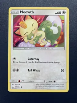 1x Meowth 147/214 Unbroken Bonds Pokemon LP topoaded Fast Shipping! - Image 1