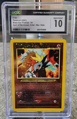 Pokemon TCG 2001 Entei Spell Of The Unown - Rev. Holo #34 CGC Gem Mint 10 - Image 1