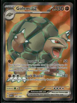 Pokemon Golem ex Ultra Rare 189/165 MEW SV: Scarlet & Violet 151 NM - Image 1