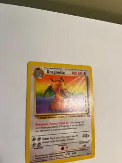 Dragonite Pokemon Card Fossil 19/62, HP/Damaged - Image 2