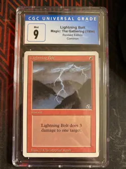 MTG Magic Revised Lightning Bolt CGC 9 Graded - Image 1