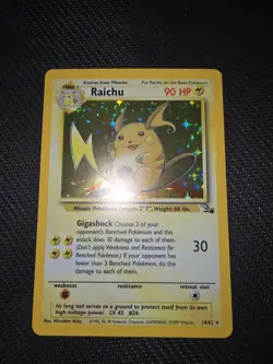 RAICHU 14/62 HOLO RARE FOSSIL POKEMON UNLIMITED HOLO LP - Image 1