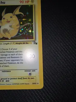 RAICHU 14/62 HOLO RARE FOSSIL POKEMON UNLIMITED HOLO LP - Image 4
