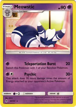 Pokemon - Meowstic - 45/131 - Rare - Sun & Moon Forbidden Light - NM - Image 1