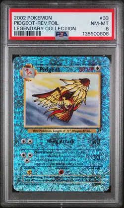 Pidgeot Reverse Holo #33 2002 Pokemon Legendary Coll. PSA 8 - Image 1