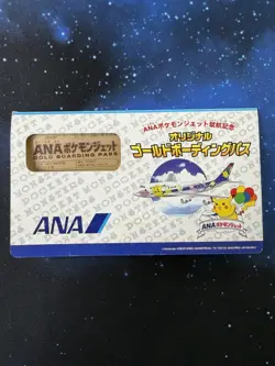 1998 Rare Pokemon ANA Gold Boarding Pass No.1 Pikachu Japanese - Image 1