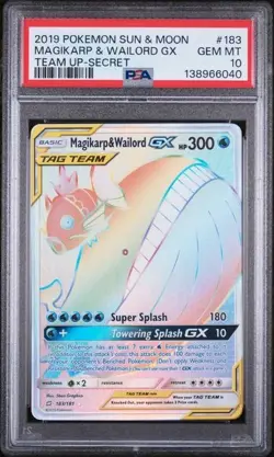 Magikarp & Wailord Gx 183/181 Secret Pokemon TCG Team Up PSA 10 GEM MT - Image 1