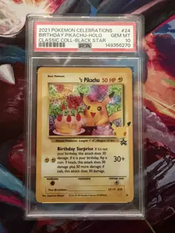 2021 POKEMON CELEBRATIONS CLASSIC COLLECTION #24 BIRTHDAY PIKACHU HOLO PSA 10 - Image 1
