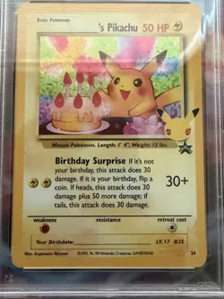2021 POKEMON CELEBRATIONS CLASSIC COLLECTION #24 BIRTHDAY PIKACHU HOLO PSA 10 - Image 2