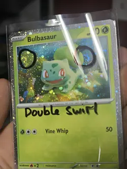 Bulbasaur 046 Cosmos Holo Rare Double Swirl 151 Black Star Promo Pokemon TCG NM - Image 1