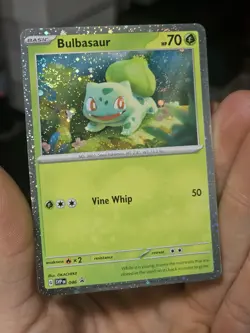 Bulbasaur 046 Cosmos Holo Rare Double Swirl 151 Black Star Promo Pokemon TCG NM - Image 3