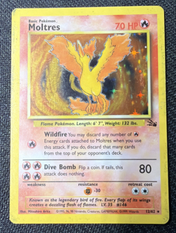 Moltres 12/62 Holo Rare Fossil Pokemon Unlimited Holo MP/HP - Image 1