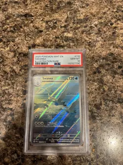 2025 Pokemon White Flare Swanna Illustration Rare English PSA 10 Gem Mint - Image 1