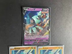 Golurk V Evolving Skies + Golett (x2/1 RevHOLO) 3-card mixed Pokemon lot - PWE - Image 3
