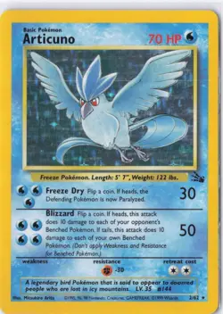 Pokemon Articuno Fossil Holo Rare 2/62 70 HP Basic 1999 English Card - Image 1