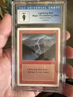 MTG Magic Revised Lightning Bolt CGC 9 Graded - Image 1