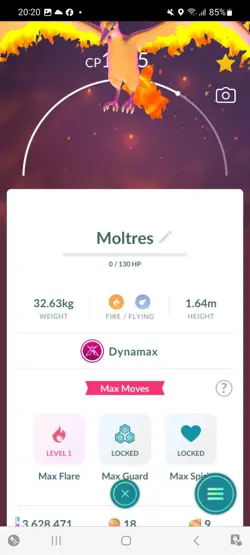 Pokemon Go Legendary Moltres ( Dynamax) - Image 1