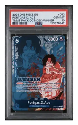 2024 ONE PIECE OP07-053 WINNER PACK 2024 OCT-DEC PROMO PORTGAS D ACE PSA 10 - Image 1