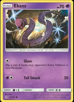 POKEMON CARD EKANS 62/214 NO 023 SNAKE POKEMON TCG CCG - Image 1