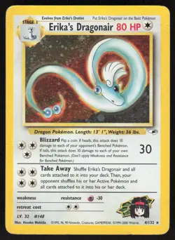 Erika's Dragonair 4/132 Holo Rare Gym Heroes Pokemon Unlimited Holo HP - Image 1