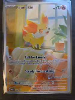 Pokemon TCG Fennekin 080 Promo Pokemon Center stamped - Image 1
