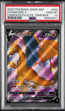 2020 POKEMON SWSH BLACK STAR PROMO #050 CHARIZARD V PSA 10 - Image 1