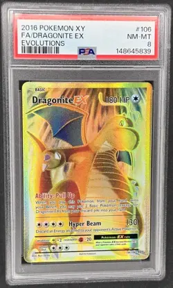 2016 Pokemon XY Evolutions Dragonite PSA 8 EX Full Art #106 - Image 1