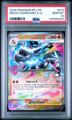 2025 POKEMON PFL EN-PHANTASMAL FLAMES #013 MEGA CHARIZARD X EX PSA 10 - Image 1