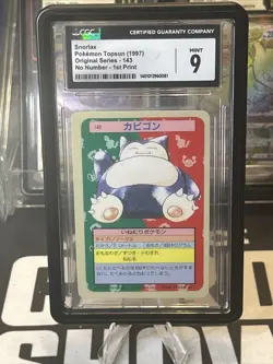 1997 Pokemon Topsun Snorlax CGC9 No Number- 1st Print - Image 1