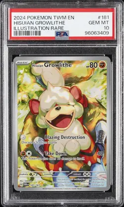 2024 POKEMON TWM EN-TWILIGHT MASQUERADE #181 HISUIAN GROWLITHE PSA 10 - Image 1