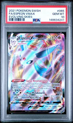 2021 POKEMON SWORD & SHIELD EVOLVING SKIES #065 FULL ART/ESPEON VMAX PSA 10 - Image 1