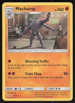Machamp 13/18 Rare Detective Pikachu Pokemon Holo Moderately Played - Image 1