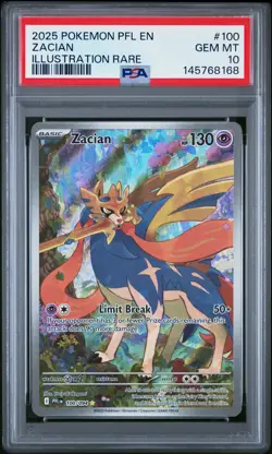 2025 POKEMON PFL EN-PHANTASMAL FLAMES ILLUSTRATION RARE #100 ZACIAN PSA 10 - Image 1