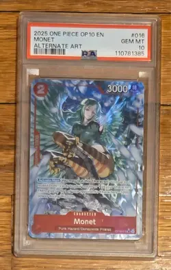 Monet 2025 One Piece OP10 Royal Blood Alternate Art #016 Graded PSA 10 - Image 1