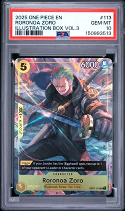 Roronoa Zoro Illustration Box Vol. 3 OP07-113 One Piece Promo PSA 10 - Image 1