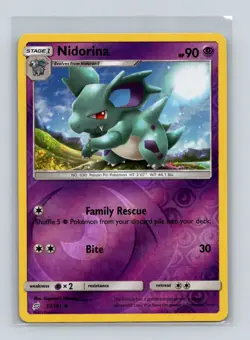 Pokemon Nidorina 55/181 Uncommon Reverse Holo Team Up TCG card - Image 1
