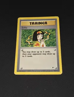 Pokemon TCG Erika 100/132 Gym Heroes Rare Regular Trainer Card - Image 1