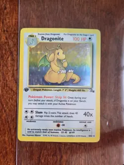 Dragonite Holographic Rare Pokemon Card Fossil Set • 4/62 • 1st Edition • Near M - Image 1