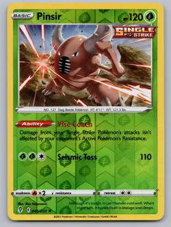 Pinsir 001/203 Rare Evolving Skies Pokemon Reverse Holo LP - Image 1