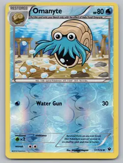 Omanyte 17/124 Uncommon Fates Collide Pokemon Reverse Holo LP - Image 1