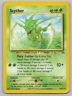 Scyther 46/75 Uncommon Neo Discovery Pokemon Unlimited MP - Image 1